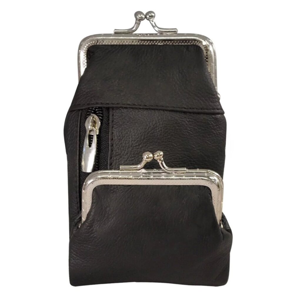 ROMA LEATHER Cigarette Case Holder with Purse Coin Purse- Black